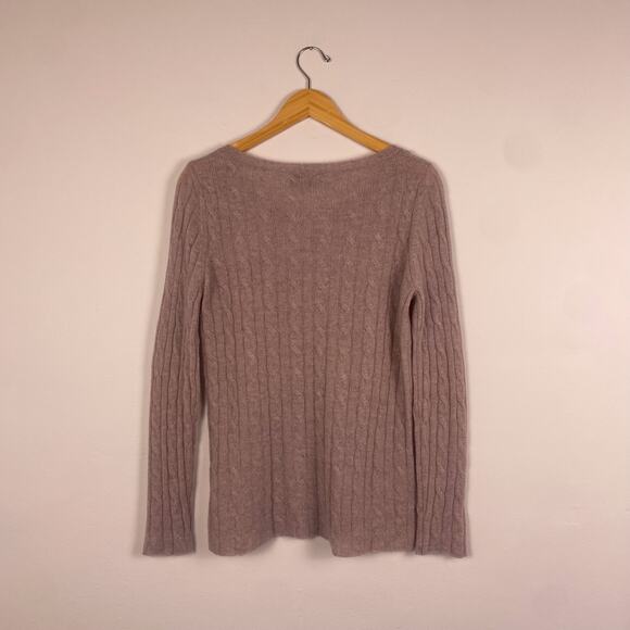 Claudia Nichole 100% Cashmere Cable Knit Sweater Beige Medium - Picture 5 of 5